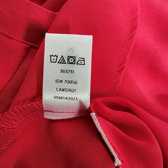 Ann Taylor Loft Womens Blouse Small Pink Long Rolled Tab Sleeves Pocket Tunic - Picture 8 of 8